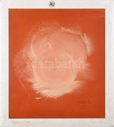 Rubint Ávrahám Péter (1958-): Pörgés, 1997. Olaj, karton, jelzett, hátoldalán autográf felirattal, 50×40 cm. Fakeretben.