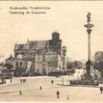 1913 Warszawa, Warschau, Warsaw; Krakowskie Przedmiescie / Faubourg de Cracovie / Krakow district, tram