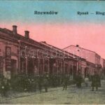Rozwadów, Rynek / Ringplatz / square, shops + 'Sanitäts Zug W.L. XI'