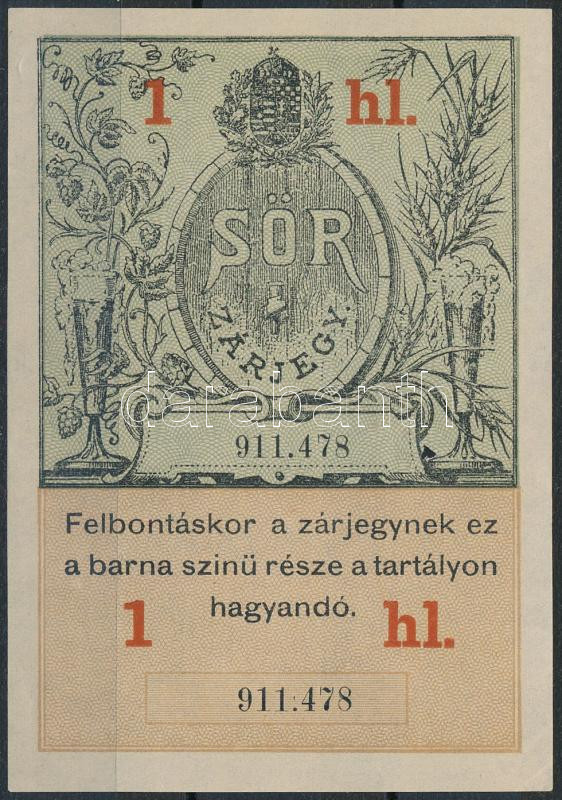 Sör zárjegy 1hl