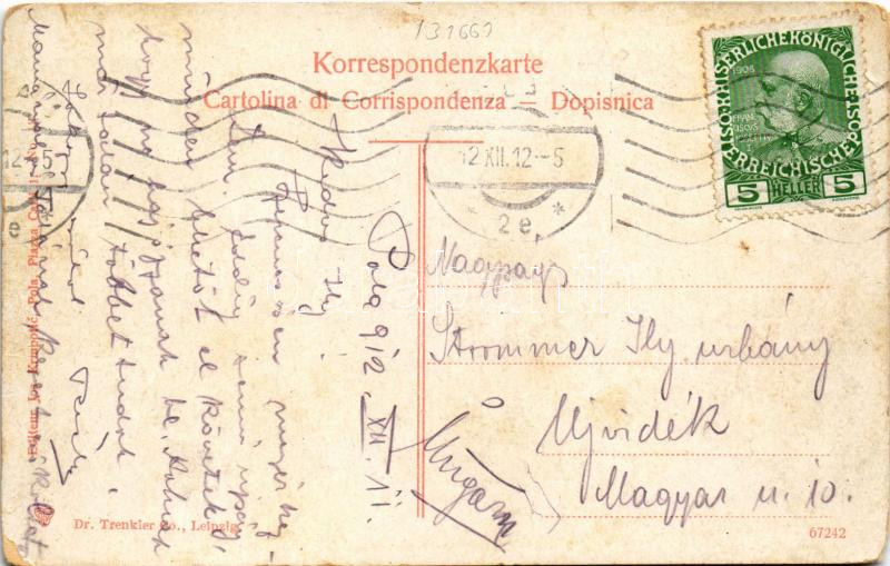 1912 Pola, Pula; Hauptplatz, Caffe Municipio / Foro / Glavni trg. Jos. Krmpotic / Fő tér, Kávéház / main square, cafe (EK) - Image 2