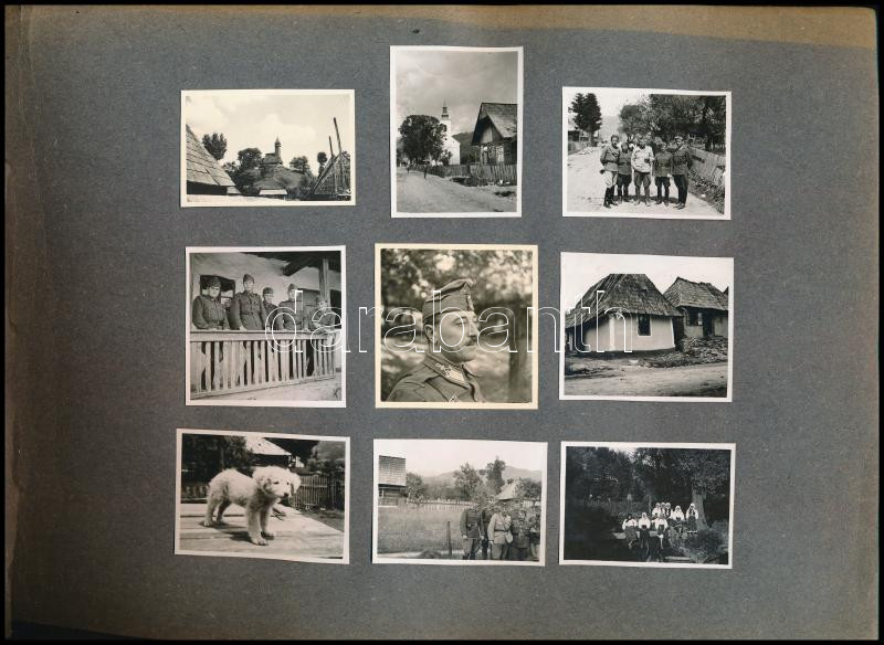 cca 1940-1942 Albumlapokra ragasztott fotó a frontról, 66 db, néhány kivágásnyommal - Image 3