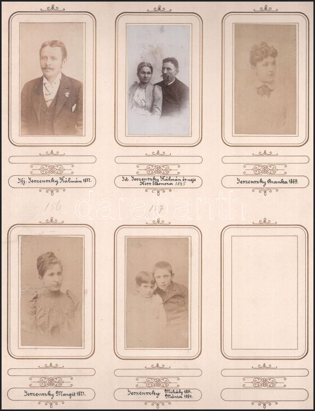cca 1900 Albumlap a Jeszenszky család 5 db fotójával, feliratozva - Image 2