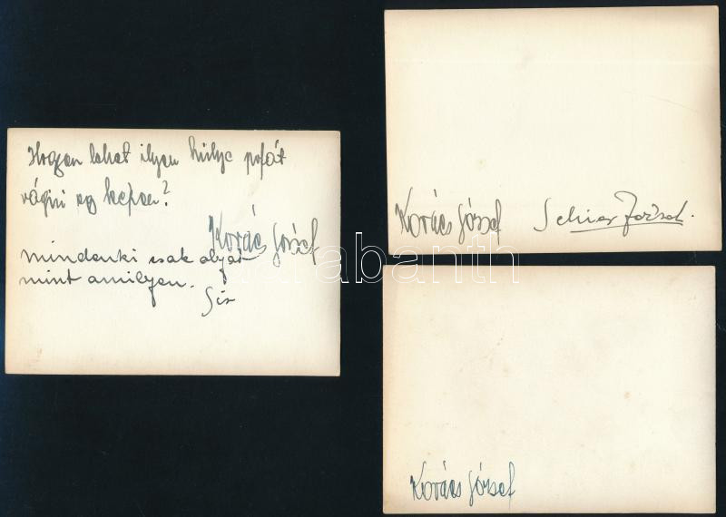 cca 1930-1940 Kovács József (szül. Kléri) (1911-1990) atléta, gátfutó, rövidtávfutó, 28-szoros országos bajnok, a magyar atlétika első Európa-bajnokának autográf aláírásai és sorai, 3 db őt ábrázoló, versenyeken készült - Image 2