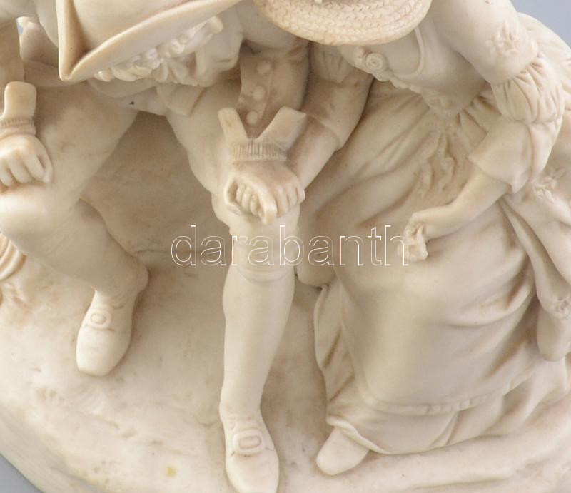 Jelzés nélkül, zsáner jelenet, biscuit porcelán, sérült, kopott. m: 19 cm - Image 2