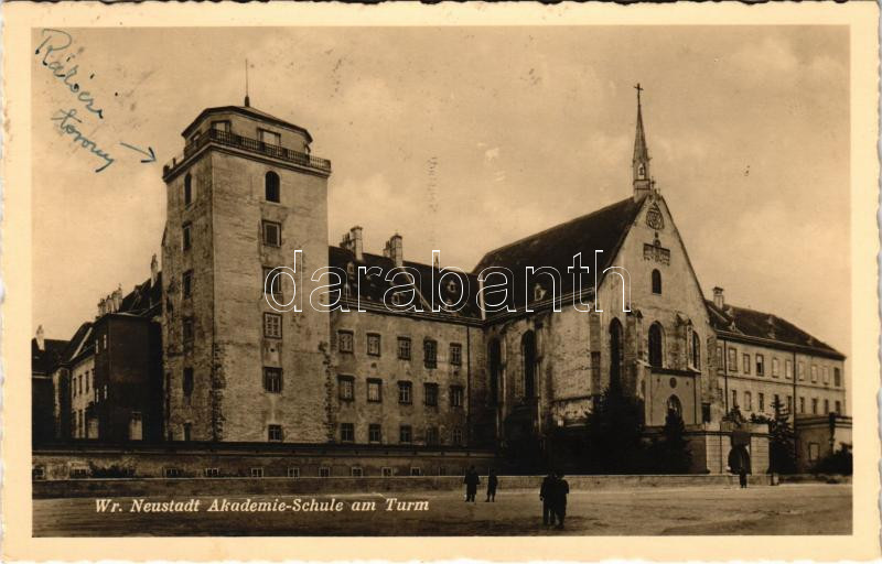 1931 Wiener Neustadt, Bécsújhely; Akademie Schule am Turm / academy school at the tower