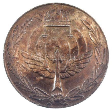 1944-1945 'Tűzvezető jelvény' Al jelvény hátoldalán rögzítőpánttal (44mm) T:1-,2 patina, ph / Hungary 1944-1945. 'Infantry Heavy Weapon Squad Commander's Badge' Al badge with fastening strap on the back (44mm) C:AU,XF patina, edge