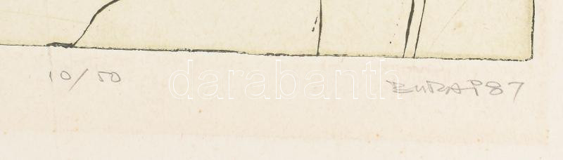 Burai István (1951-2017): Ikaros, 1987. Rézkarc, papír, jelzett, számozott (10/50), 20×17 cm - Image 2