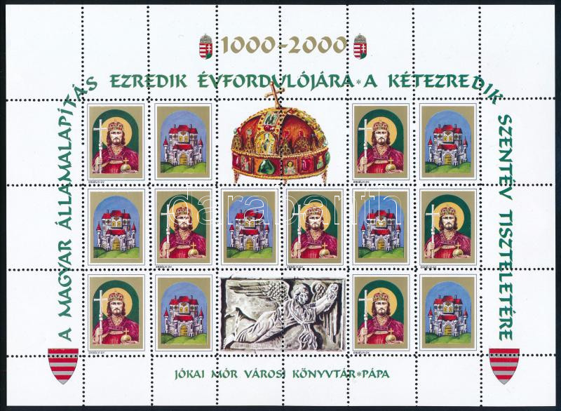 2000 A Magyar Államalapítás ezredik évfordulójára készült díszes levélzáró teljes ív