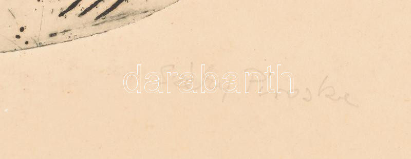 Széky Piroska (1922-?): Mitológia IV. Rézkarc, papír, jelzett. Lap széle foltos. 23x23,5 cm - Image 2