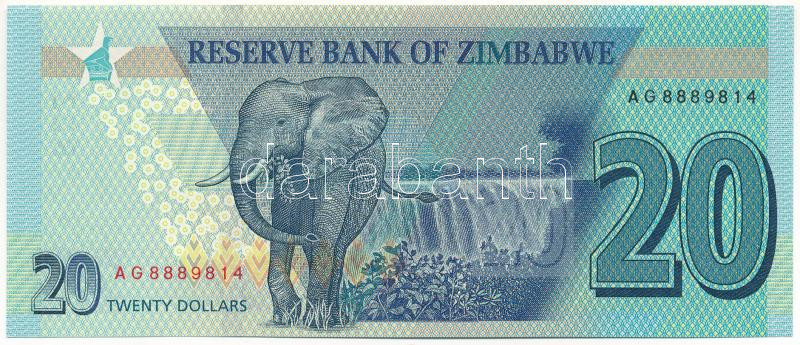 Zimbabwe 2020. 20$ 'AG8889814' T:I Zimbabwe 2020. 20 Dollars 'AG8889814' C:UNC Krause P#104 - Image 2
