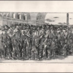 Gacs Gábor (1930-2019): Oroszországi magyar hadifoglyok Lenin békedekrétumát olvassák. Rézkarc, papír. Jelzett. 19×29 cm