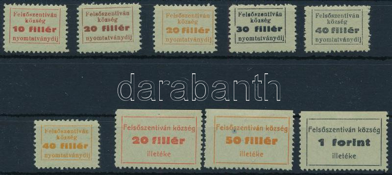 Felsőszentiván község 9 klf illetékbélyeg / fiscal stamps