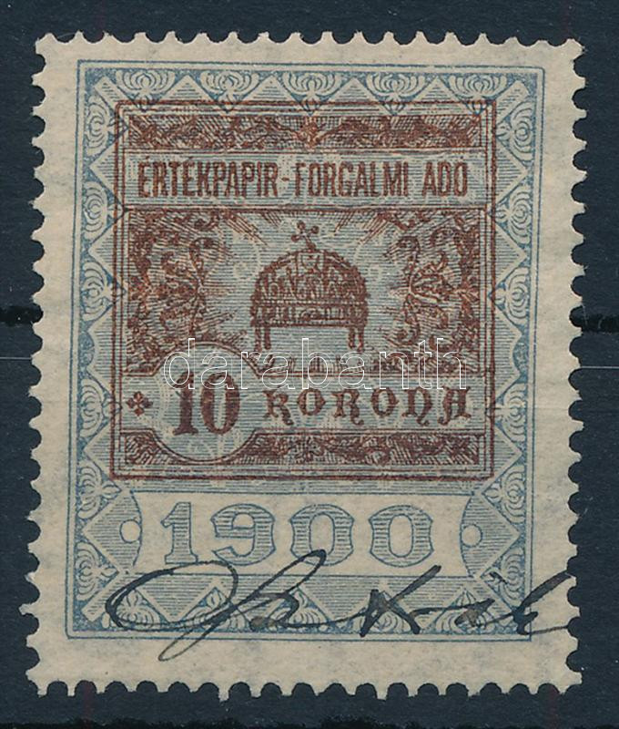 1900 Értékpapír forgalmi adóbélyeg 10K