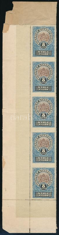 Budapest székesfőváros 8f ötöscsík, középen fogazatlan