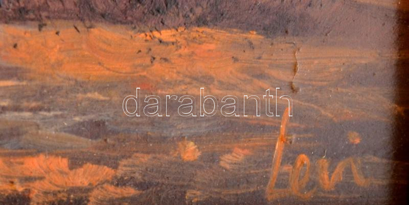 Bihari Puhl Levente (1957-): Madarak. Olaj, fa, jelzett, dekoratív fakeretben 12,5x18 cm - Image 2