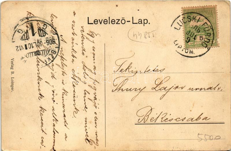 1906 Lucski-fürdő, Lúcky Kúpele (Liptó); Fürdő, szökőkút. B. Loinger kiadása / spa, bath, fountain (EK) - Image 2