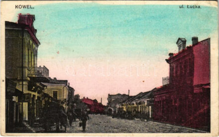 1916 Kovel, Kowel; Ul. Lucka / street view, shops (EK)
