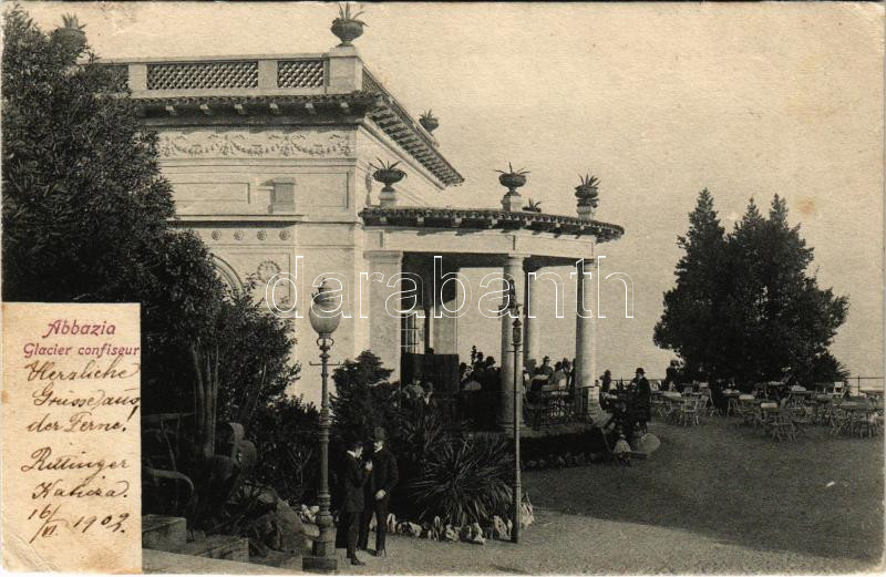 1902 Abbazia, Opatija; Glacier confiseur / spa (kis szakadás / small tear)