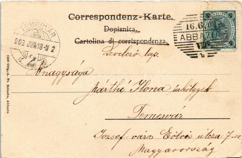 1902 Abbazia, Opatija; Glacier confiseur / spa (kis szakadás / small tear) - Image 2