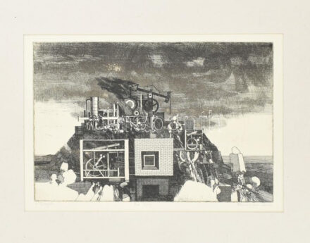 Konstantin László (1930-): A sziget. Rézkarc, papír. Jelzett. Művészpéldány EA I/15 számozással. Paszpartuban. 20x29,5 cm