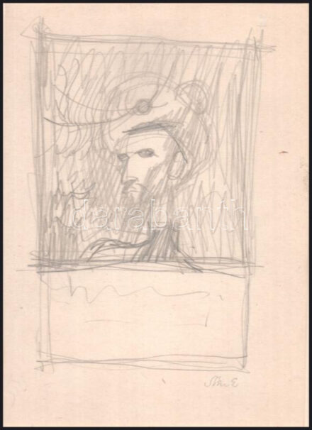 Szász Endre (1926-2003): Szultán. Ceruza, papír, jelzett. Paszpartuban. 18×13 cm.