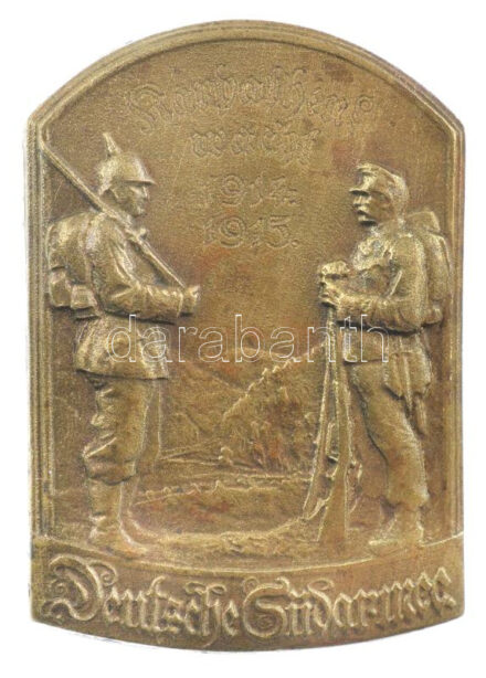 Német Birodalom 1915. 'Kárpáti őrség 1914-1915 - Déli Német Hadsereg' bronz lemezjelvény, hátoldalon 'ENTW.: HPTM SWOBODA AUSGEF ATEILER GURSCHNER WIEN VII/2' (37x26mm) T:1- / German Empire 1915. 'Karpathen wacht 1914-1915 - Deutsche