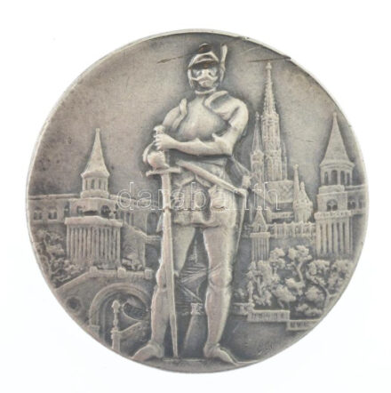1938. 'Magyar Vívószövetség Budapest Székesfőváros Párbajtőr Egyéni Bajnoksága - 1938. - V.' kétoldalas, jelzetlen Ag díjérem 'SGA' gyártói jelzéssel (11,89g/28mm) T:XF patina / Hungary 1938. 'Hungarian Fencing Association
