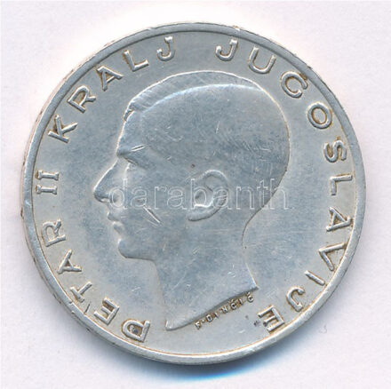 Jugoszlávia 1938. 20D Ag 'II. Péter' T:2 scratch Yugoslavia 1938. 20 Dinara Ag 'Petar II' C:XF scratch Krause KM#23