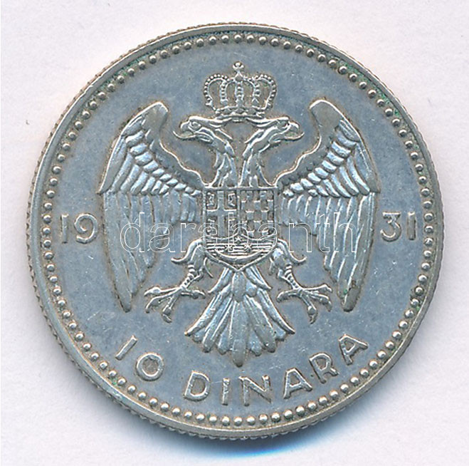 Jugoszlávia 1931. 10D Ag 'I. Sándor' T:2 Yugoslavia 1931. 10 Dinara Ag 'Alexander I' C:XF Krause KM#10 - Image 2