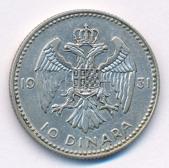 Jugoszlávia 1931. 10D Ag 'I. Sándor' T:2 Yugoslavia 1931. 10 Dinara Ag 'Alexander I' C:XF Krause KM#10 - Image 2