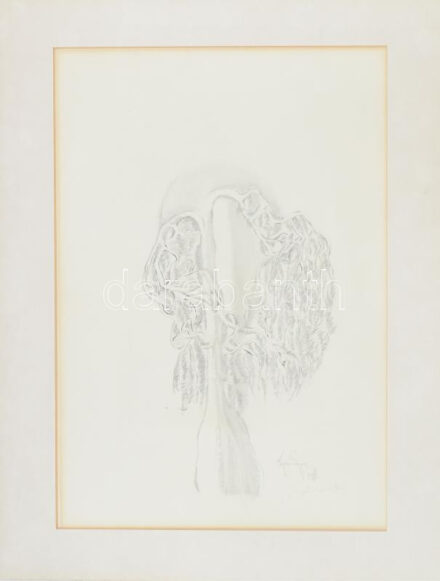 Kósza Sipos László (1943-1989): Késő délután. Ceruza, papír. Jelzett. Paszpartuban, üveg mögött. 29x41 cm