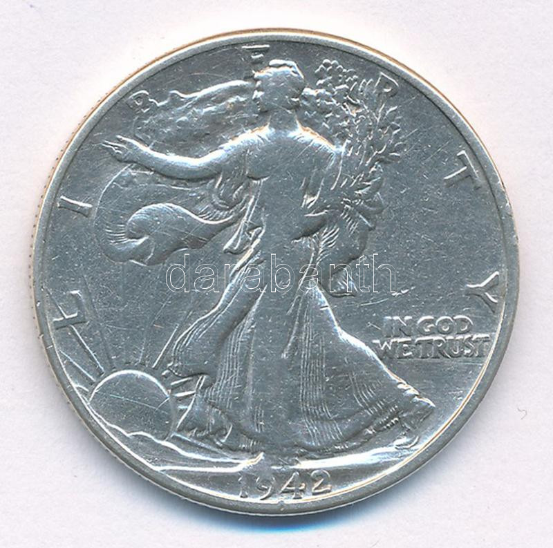 Amerikai Egyesült Államok 1942. 1/2$ Ag 'Walking Liberty' T:3 USA 1942. 1/2 Dollar Ag 'Walking Liberty' C:F Krause KM#142