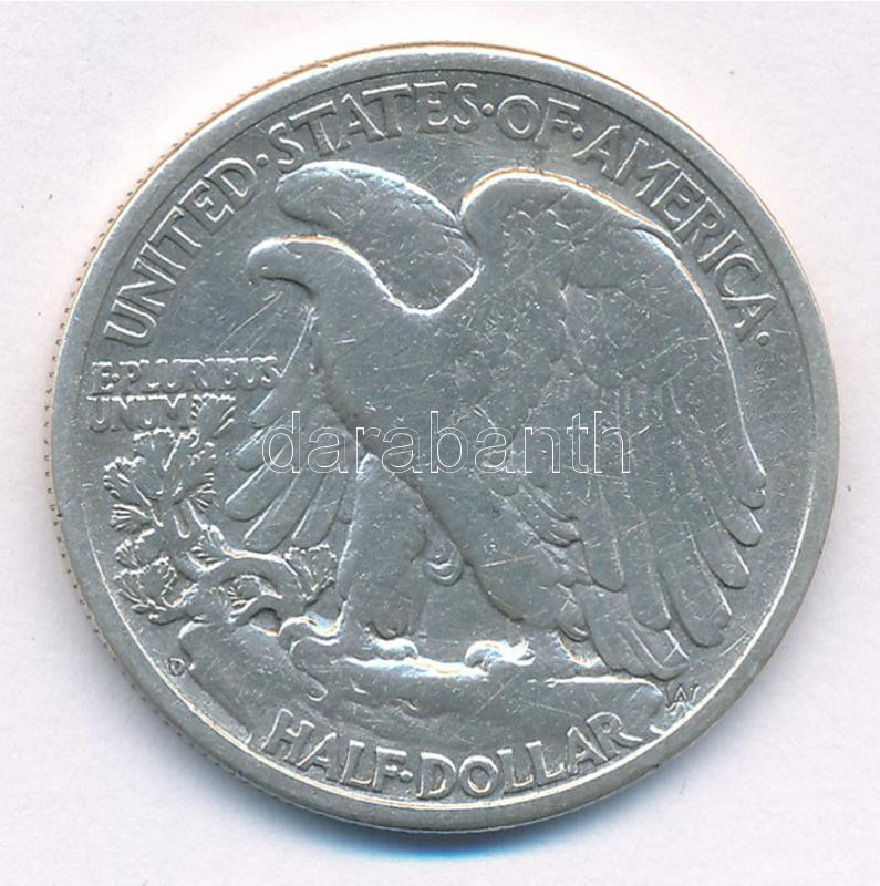 Amerikai Egyesült Államok 1942D 1/2$ Ag 'Walking Liberty' T:3 USA 1942D 1/2 Dollar Ag 'Walking Liberty' C:F Krause KM#142 - Image 2