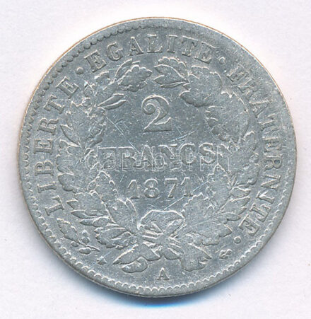 Franciaország 1871A 2Fr Ag T:3 France 1871A 2 Francs Ag C:F Krause KM#817.1
