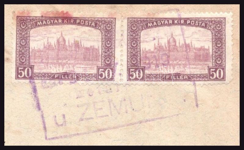 1919 Horvát nyelvű dokumentum Parlament 50f párral / Document issued in Zemun Croatia, with 50f Parliament pair - Image 3