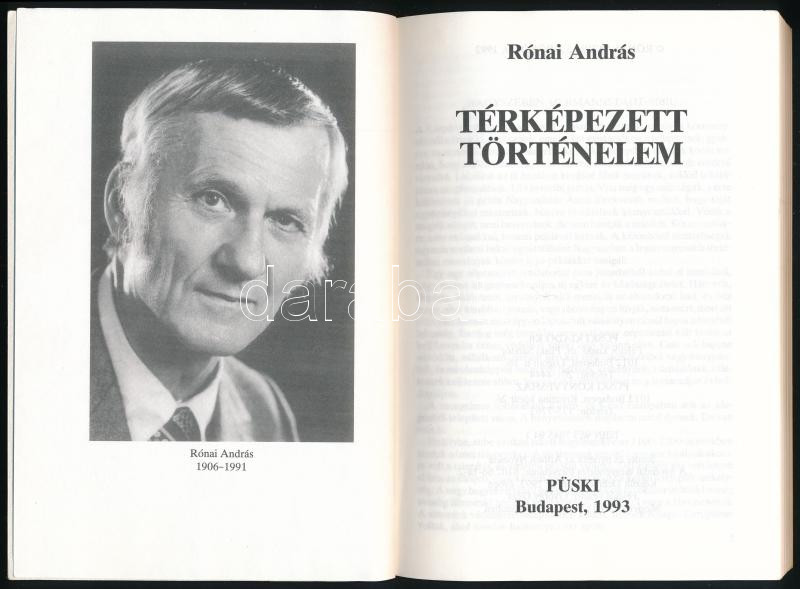 Rónai András: Térképezett történelem. Bp., 1993, Püski. Kiadói papírkötés. - Image 2
