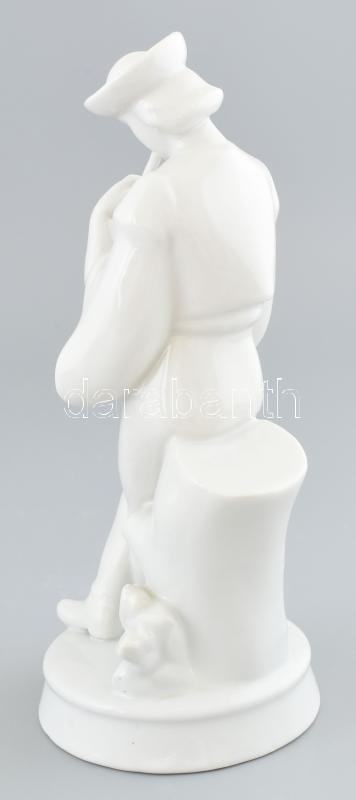 Zsolnay furulyázó juhász. Fehér mázas, jelzett, hibátlan. 27 cm - Image 2