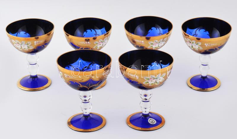 Bohemia hat személyes kehely készlet. Kézzel festett, eredeti dobozában 14 cm