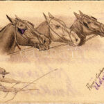 1903 'Go on!' Horse racing art postcard, jockey s: F. Lanza v. Casalanza (r)