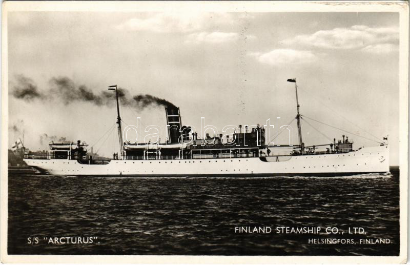 SS 'ARCTURUS' Finnish ocean liner. Finland Steamship Co. Ltd. (ragasztónyom / glue mark)
