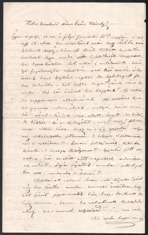 1866 Kiss Károly református lelkészhez írt levél