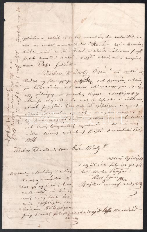 1866 Kiss Károly református lelkészhez írt levél - Image 4