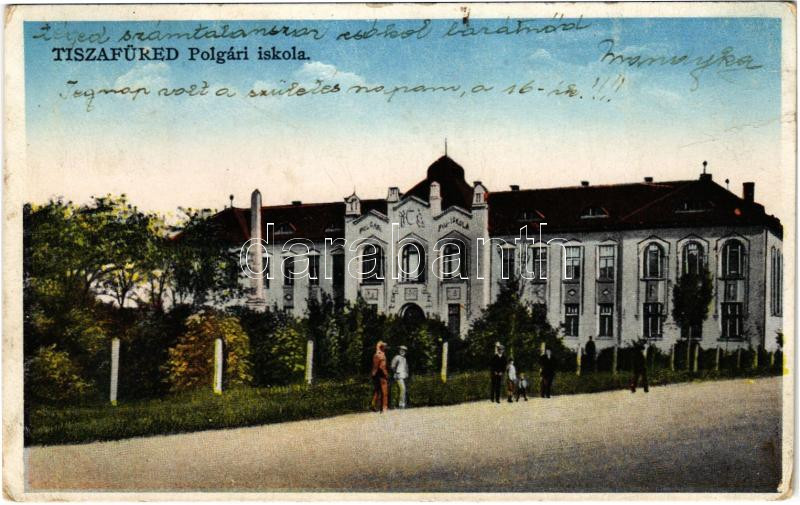 1930 Tiszafüred, Polgári iskola. Goldstein Adolf kiadása (ragasztónyom / glue marks)