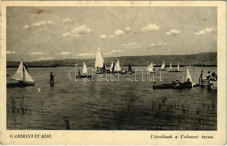 1941 Gárdony, Vitorlások a Velencei tavon. Hangya szövetkezet kiadása (fl)