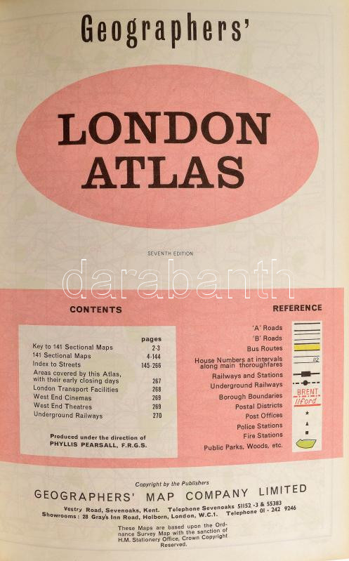 Geographers' :London Atlas., London, Geographers' Map Company, seventh edition, félvászon borítóval, papírkötésben, jó állapotban - Image 2