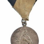 ~1930. 'Szent Imre' kétoldalas, ezüstözött fém medál mellszalaggal (31mm) T:2-