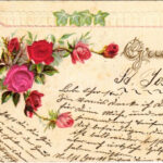 1901 Art Nouveau Emb. litho greeting card with silk flowers (kis szakadás / small tear)