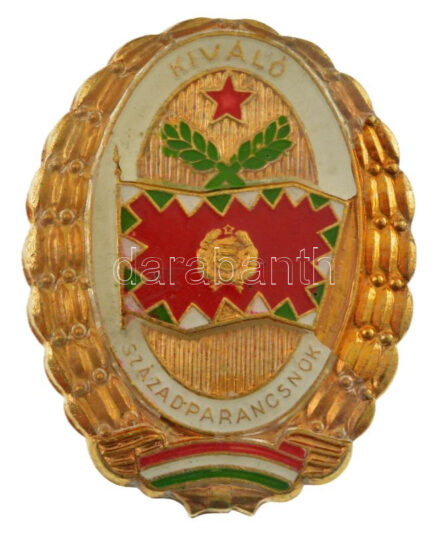 ~1970-1980. 'Kiváló Századparancsnok' aranyozott műgyantás jelvény (40x32mm) T:2 műgyanta két helyen lepattogott