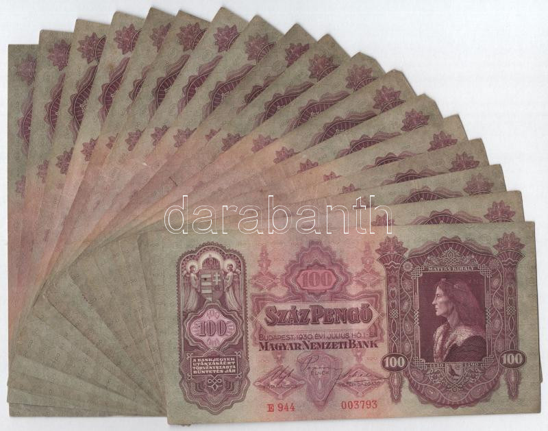 1930. 100P (18x) T:III közte szép papír, folt, firka Adamo P17